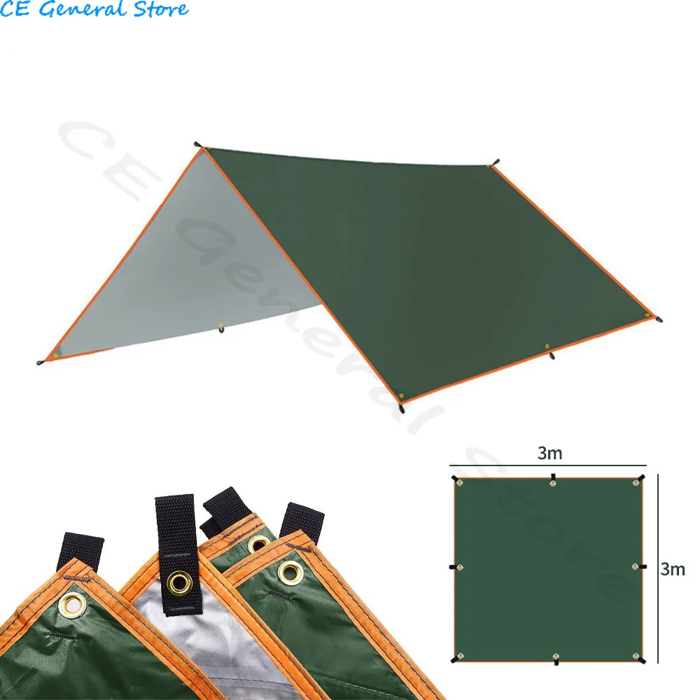 5x3m Waterproof Tarp Tent Shade Ultralight Garden Canopy Sunshade Outdoor Camping Awning Beach Sun Shelter With Nail Wind Rope