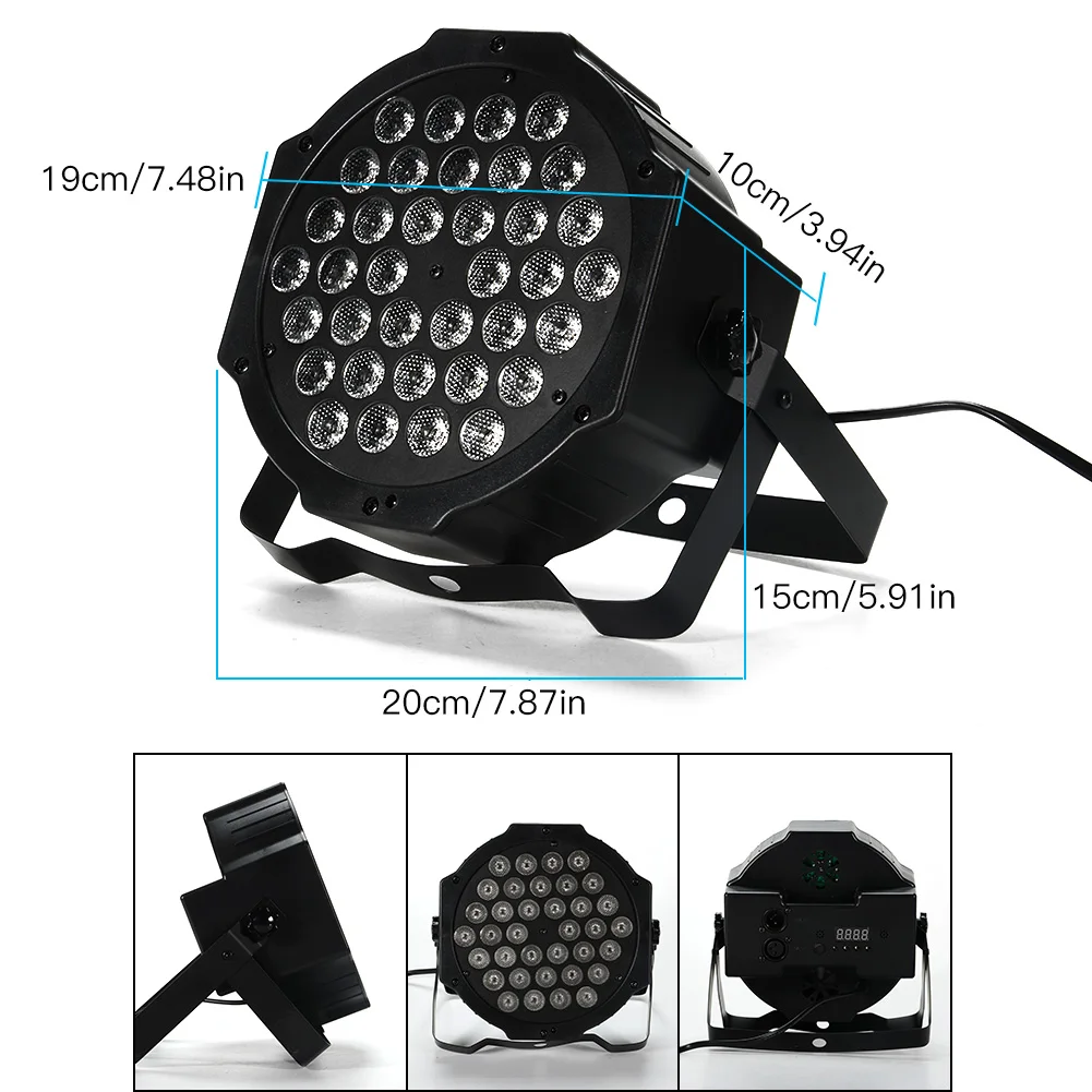 36 LED Par Lights RGB Colorful 7 Lighting Modes Stage Lights Flexible Remote Control DMX Control Disco Lights EU Plug