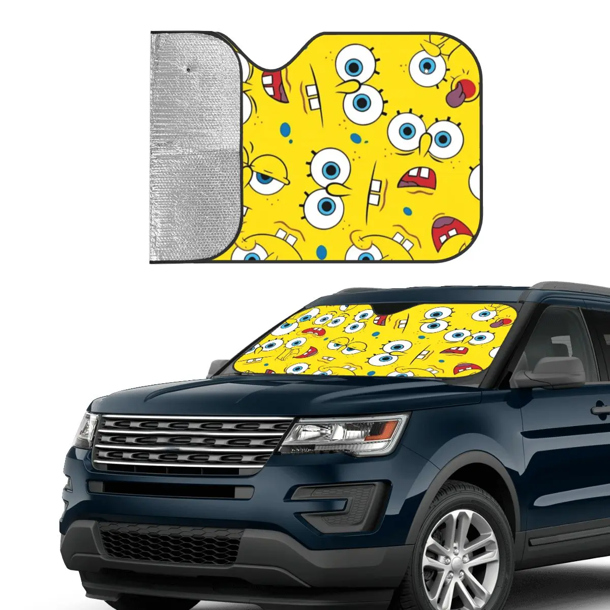 SpongeBobed Kids Cartoon Anime Windshield Sunshade Foldable Car Front Window Visor 76x140cm Sun Visor Car-covers