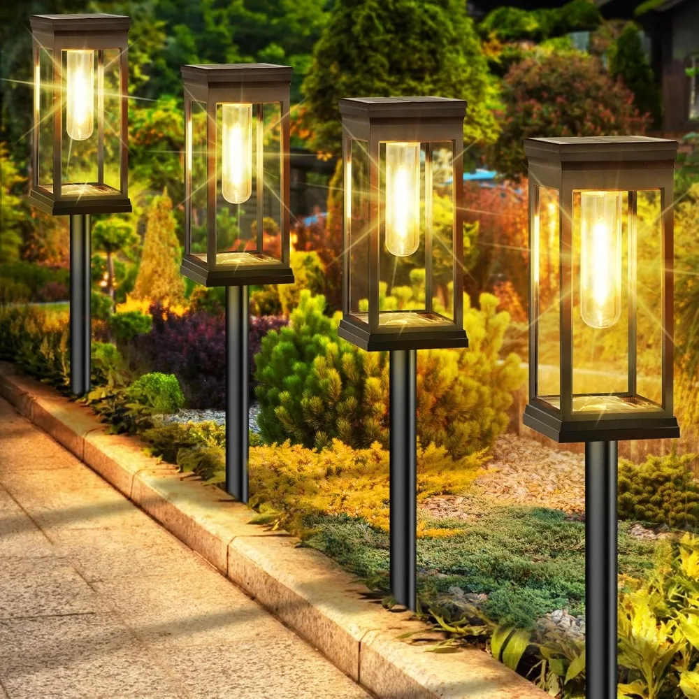 

4 Pack Large LED Solar Light Outdoor Waterproof, Super Bright Outside Lights for Yard, Sun-Powered Landscape Lighting