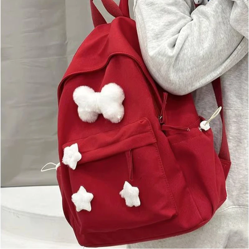 Mochila japonesa Kawaii Star para mujer, morral escolar informal que combina con todo, moda para estudiantes, estética Y2k