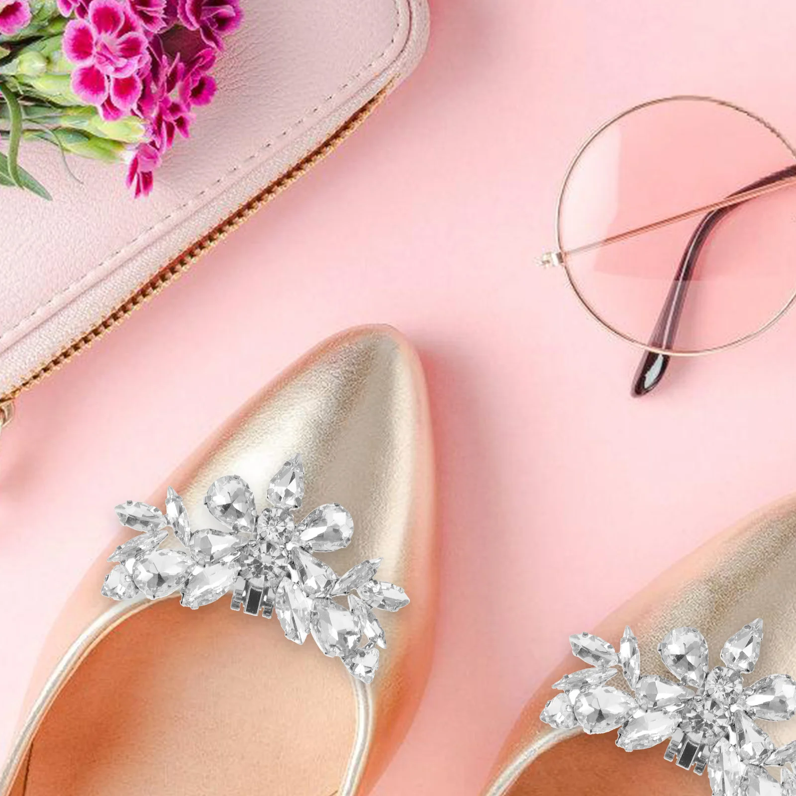 

1 Pair Rhinestone Clips Detachable Shoe Buckle For Women Wedding Party Prom Decorative Accessories Shoe Jewelry Bling