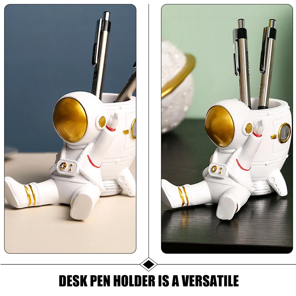 

Resin Astronaut Pen Holder Desk Brush Pencil Cup Large Capacity Stable Easy Decoration Office Stationery Organizer