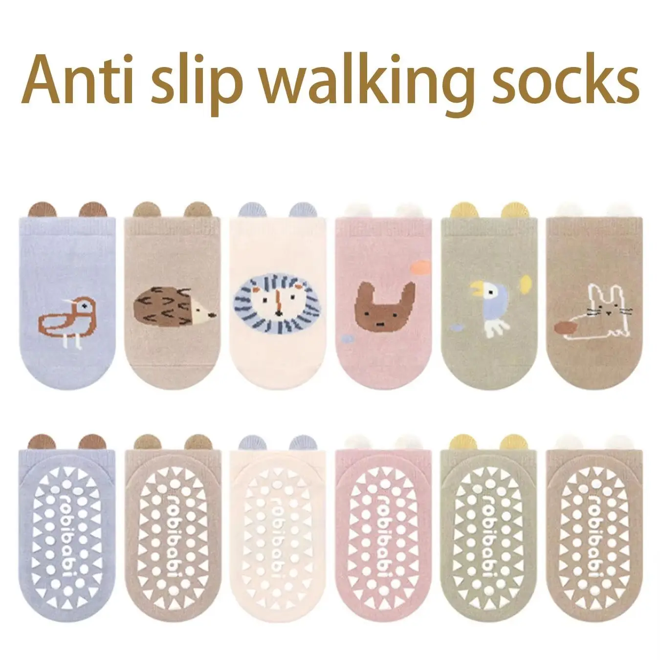 6 Pairs of Cartoon Anti-slip Socks for Boys and Girls, Specially for Toddlers Learning to Walk, Thermal-insulated Home Socks