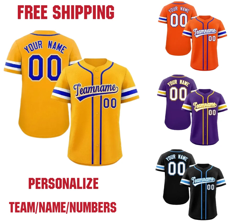 Customize Baseball Jersey Team Shirt Print Personal Name Number Stripe Hip Hop Sportswear Custom Baseball T-shirt Men/Women/Kids