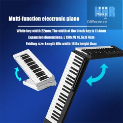 Multi-Function Folding Piano, 88 Keys, Professional Foldable Keyboard, Music Portable Digital Midi Synthesizer