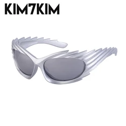Y2k Spiked Goggles Sunglasses Women Men 2024 Trends Punk Sun Glasses For Male Retro 2000's Wrap Around Steampunk Sunglass Shades
