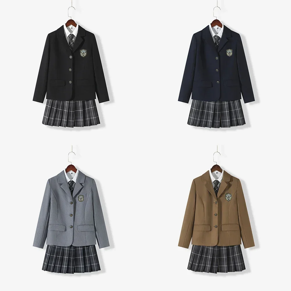 Japanse Schooluniformen voor Meisje Herfst Winter Veelkleurige Lange Blazer Sets Plooirok JK Sailor Tie Anime Cos Kostuums Vrouwen