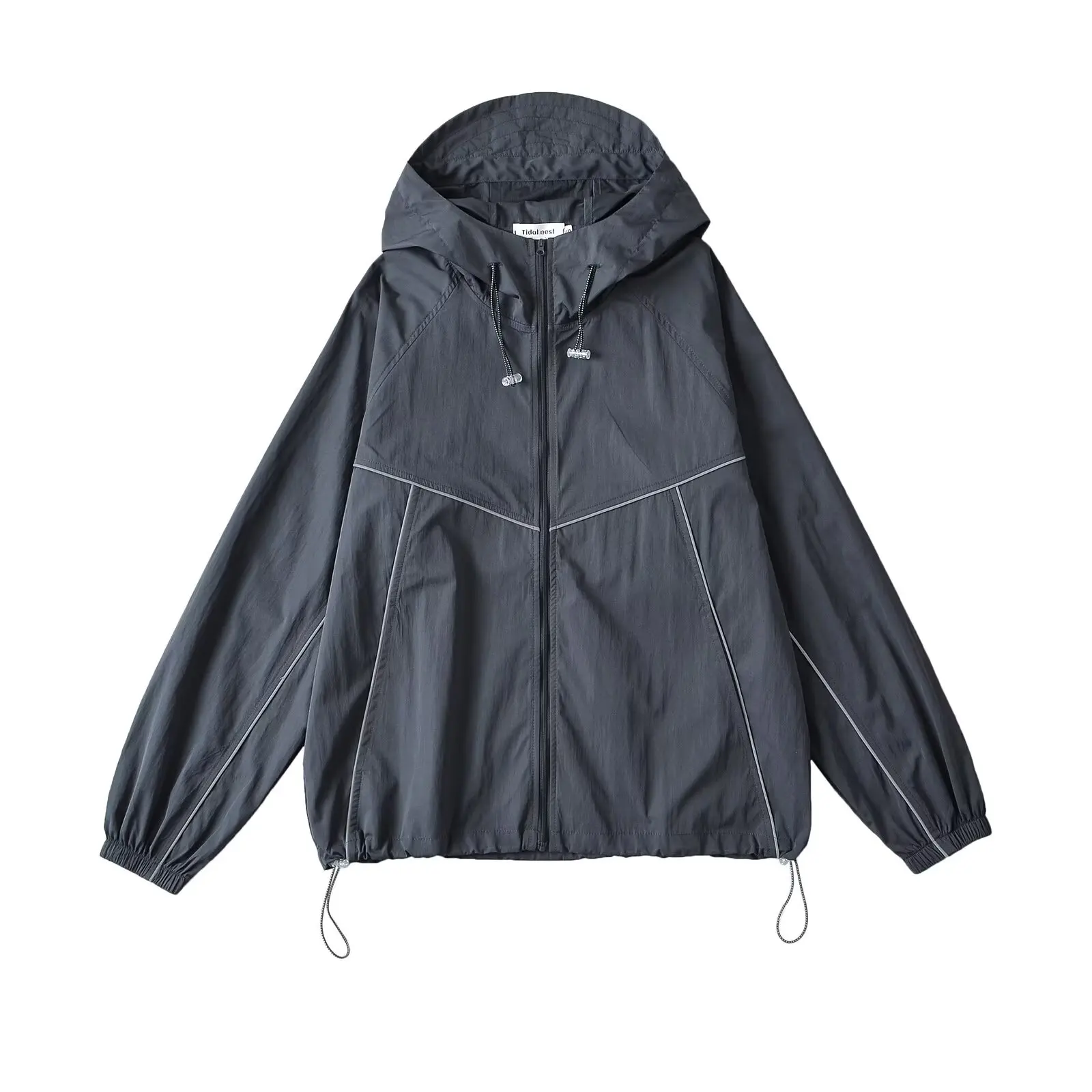 Amerikaanse retro losse werkkleding met capuchon Jaet Dames Outdoor Splicing Faionable ket Boyfriend Sle Zonnebrandcrème Top