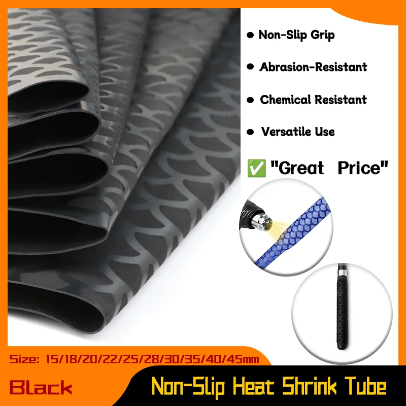 

Bicycle Handle Fishing Rod Wrap Waterproof Skid Protector 1M New Black Non-Slip Heat Shrink Tube 15/18/20/22/25/28/30/35/40/45mm
