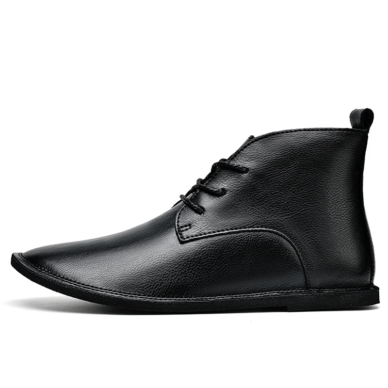 Winter Mens Retro Leather Boots Men Casual Black Brown Ankle Boots Lace Up Size 38-46 47 Dropshipping