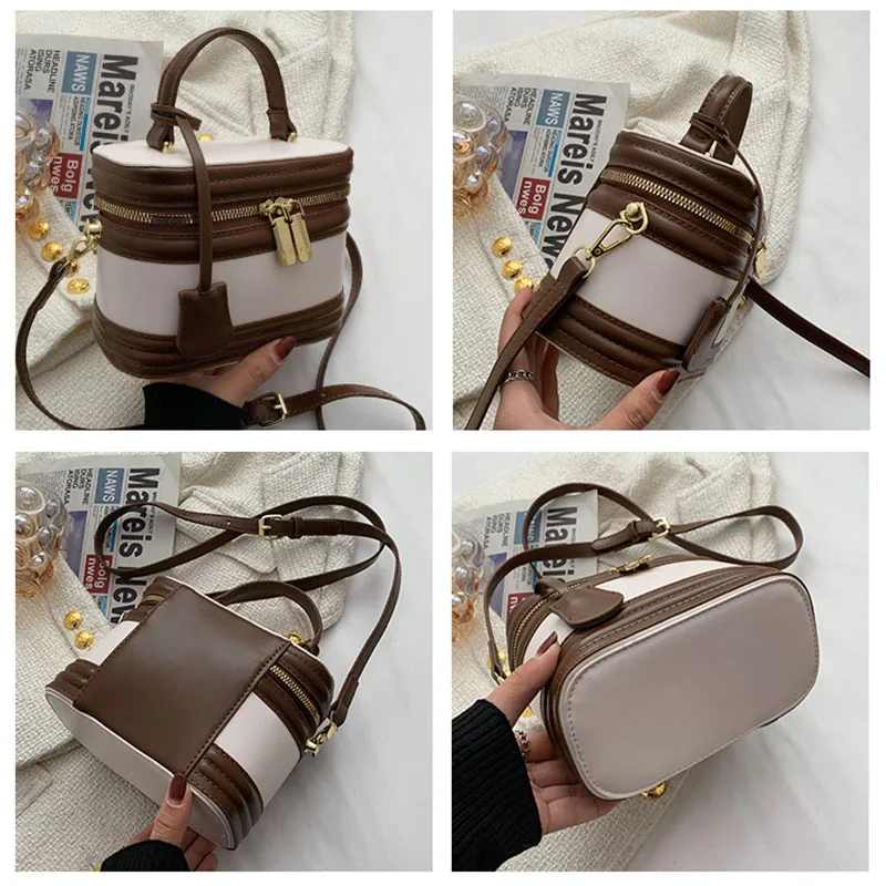 High Quality Crossbody Square Bag and Purses Barrel-shaped Shoulder Bags Women Fashion Top Handbag Ladys Cute Clutch Bag