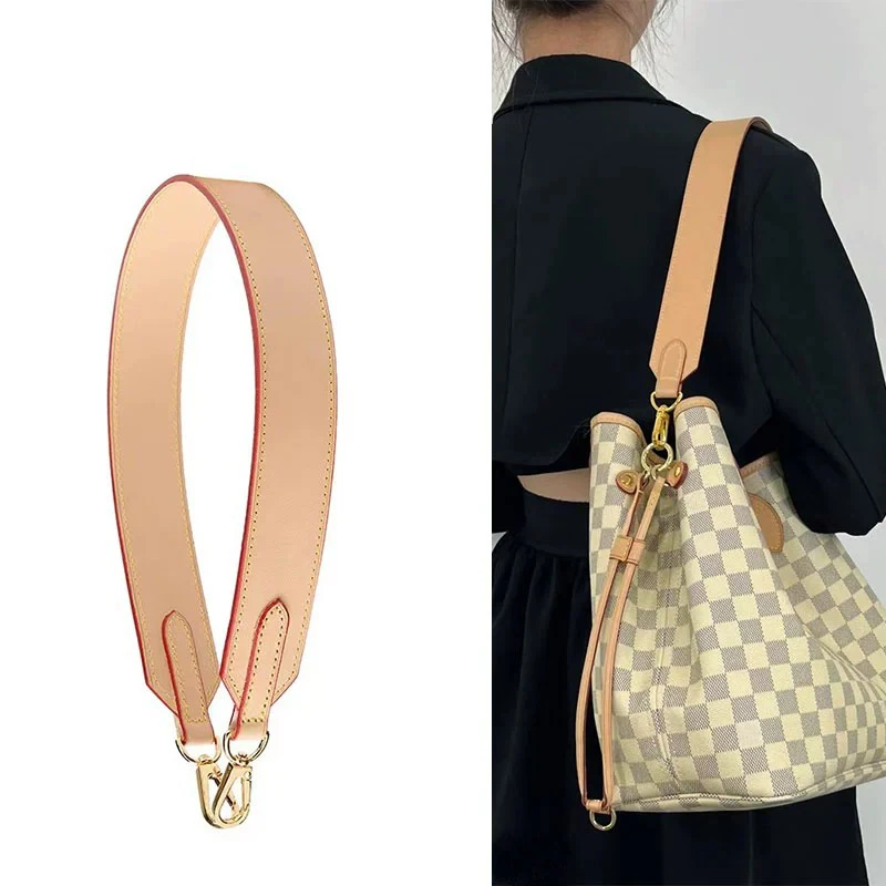 Bag Strap For LV Neverfull Underarm Shorten Straps Handbag Handle Shoulder Belts 100% Geunnie Leather Bag Accessories