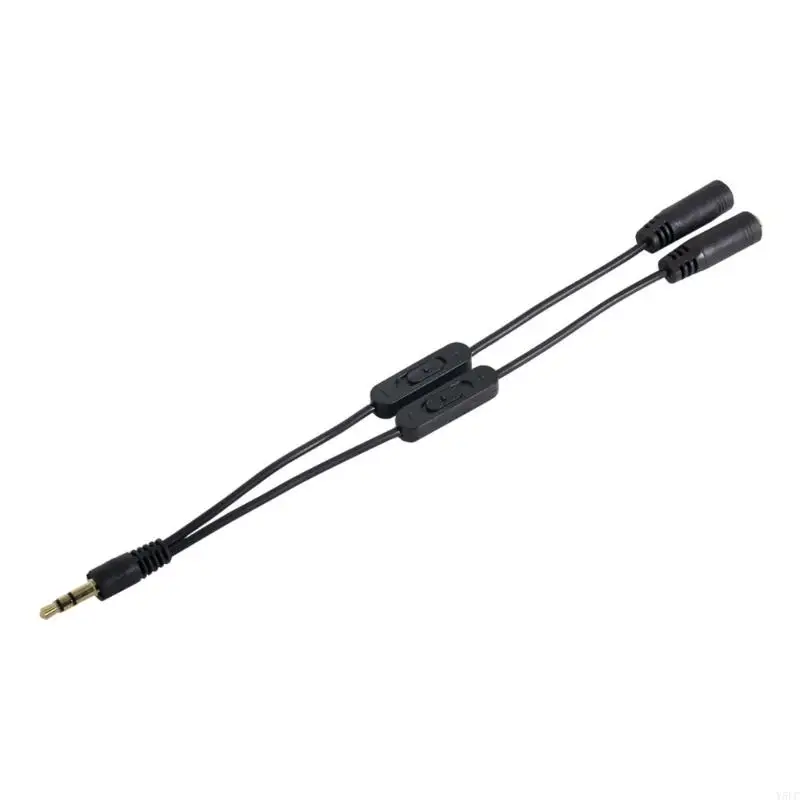 3.5mm Male to Double Female Auditory Cord Y Splitter Cable Line for Media Player
