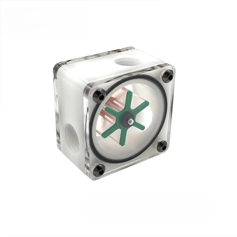 Computer Water Cooling Water Flow Meter Flow Velocity Device Water Flow Wheel Square Open Type Three-Way