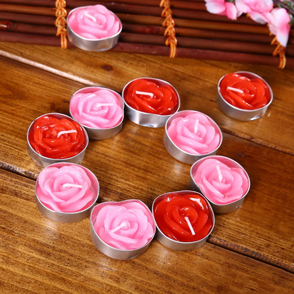 12 Pcs Smokeless Rose Flower Floating Candles for Party Decoration Floating Smokeless Candles Candles Home Décor