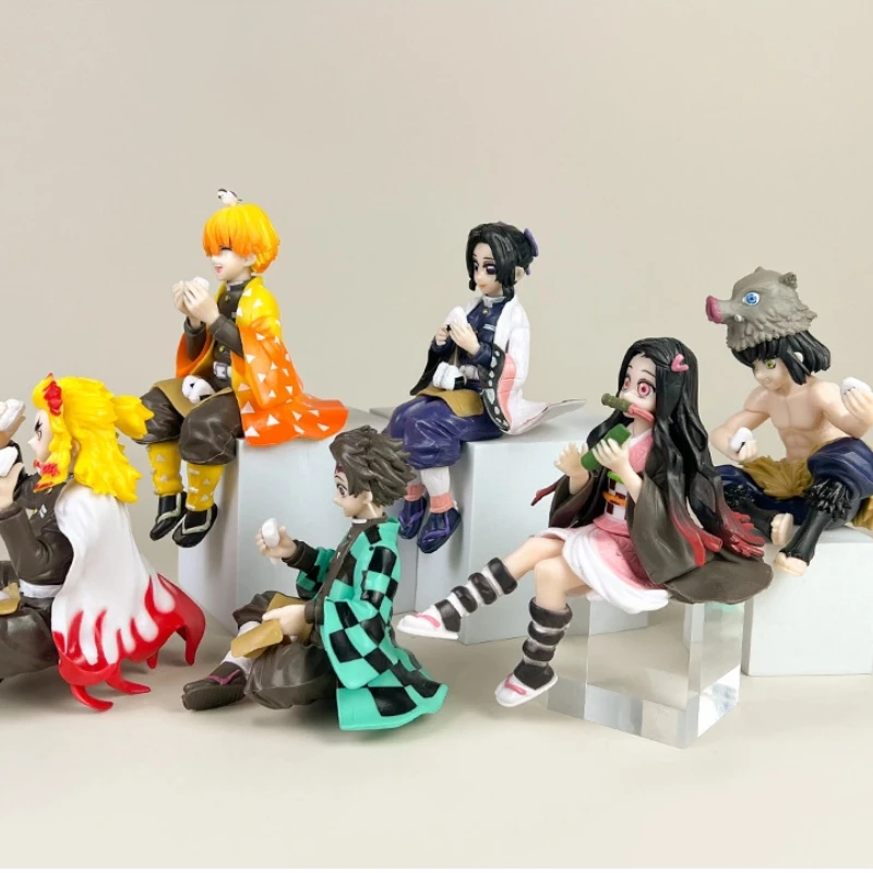 Anime Demon Slayer Himejima Gyomei Q Version eat sitting posture Action Figure PVC Model Toys Desk Decor Collectible Gift boxed