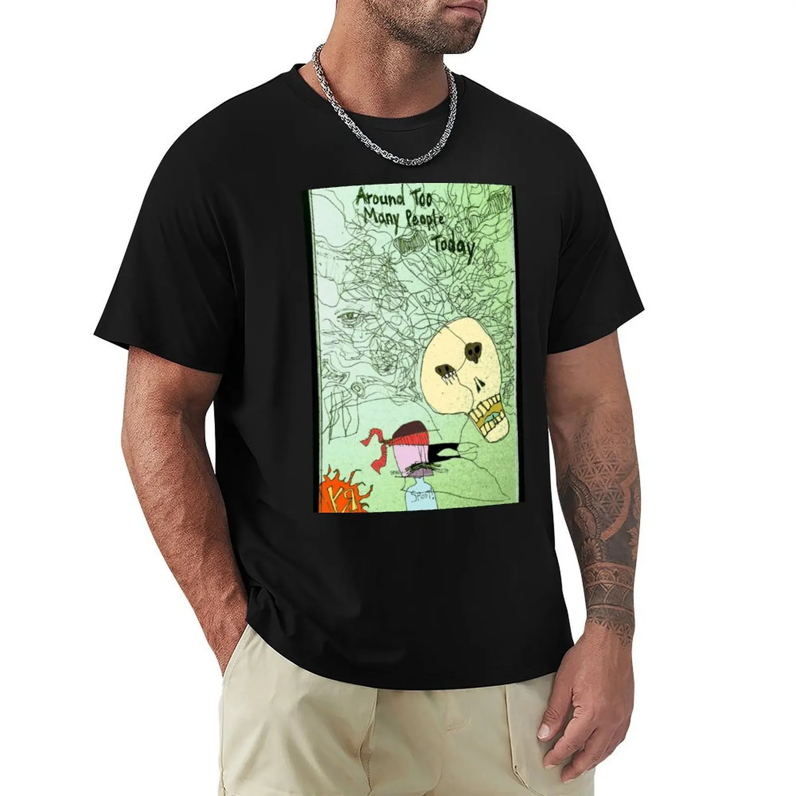 Around Too Many People Today by Richard F. Yates T-Shirt Street Art Print Tee Shirt