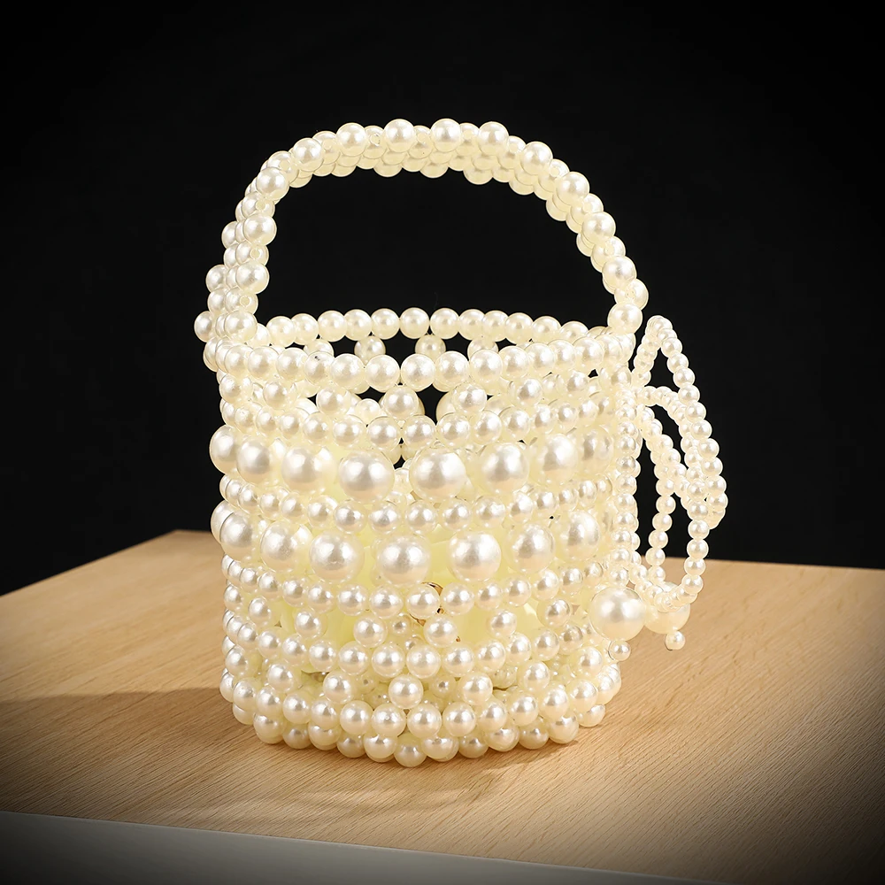 

French fashion lady's travel storage bag hand-woven beaded high-end and versatile pearl handbag for wedding banquets and part
