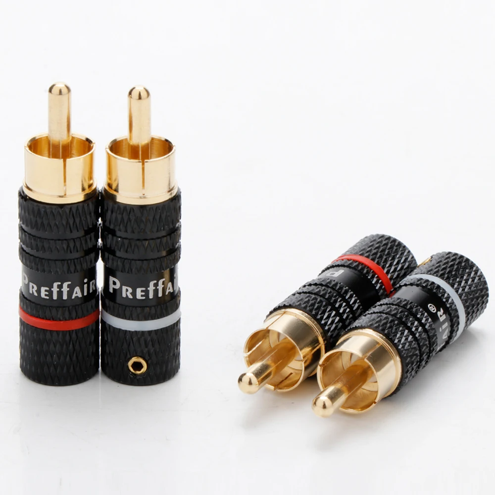 Preffair r1708 rca conector de áudio hifi banhado a ouro tipo soldado rca conectores macho adaptador de áudio para cabo amplificador diy