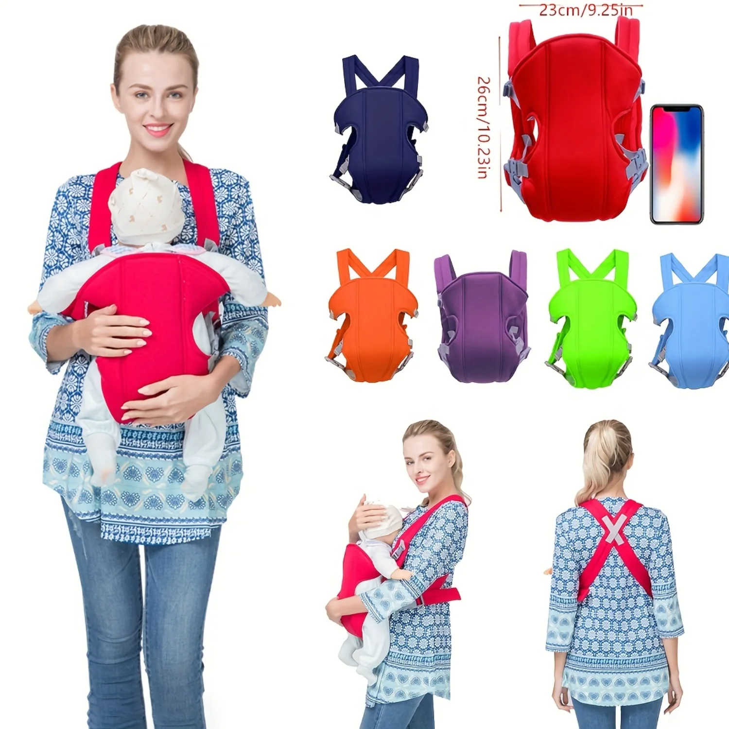 

Front Baby Carrier with Buckle Closure - Soft Polycotton, Ergonomic Design for Holidays & Everyday Use