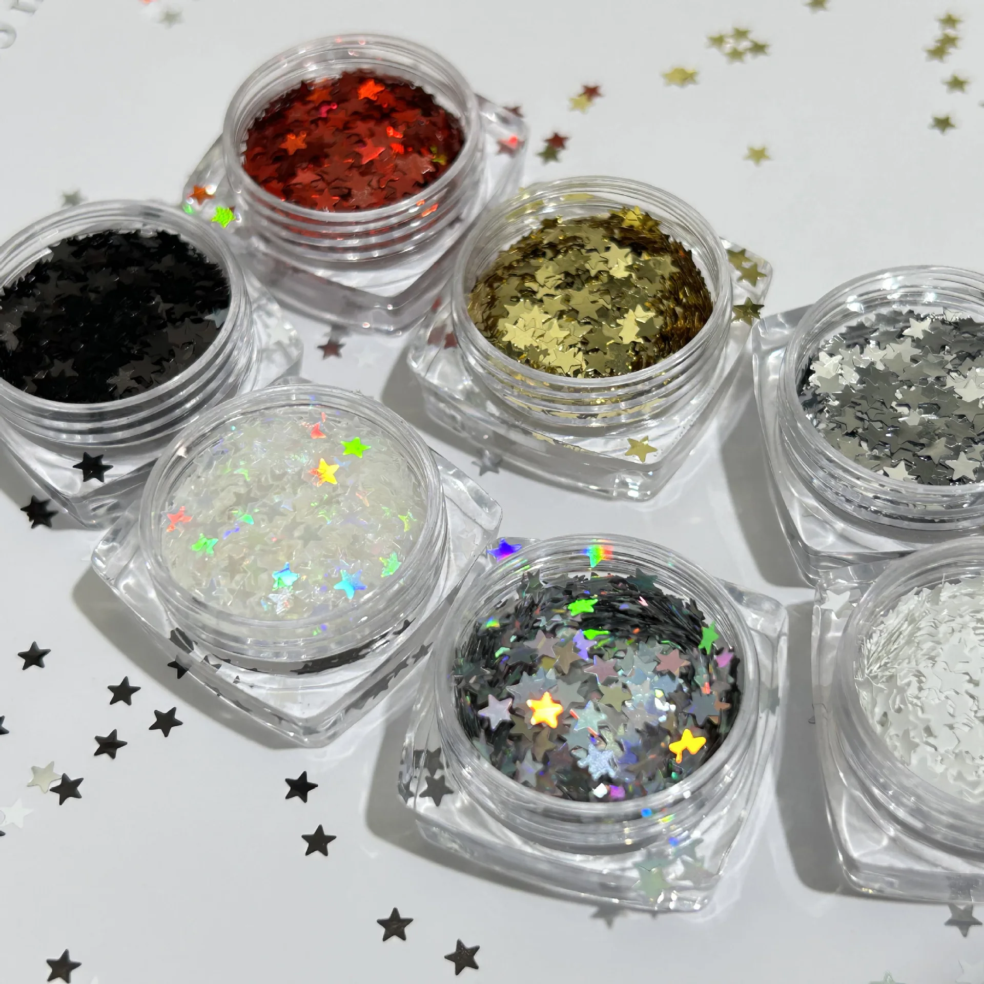 3 مم مسمار لامع اللون أبيض وأسود نجمة مسمار الفن الصيف تألق اكسسوارات الديكور