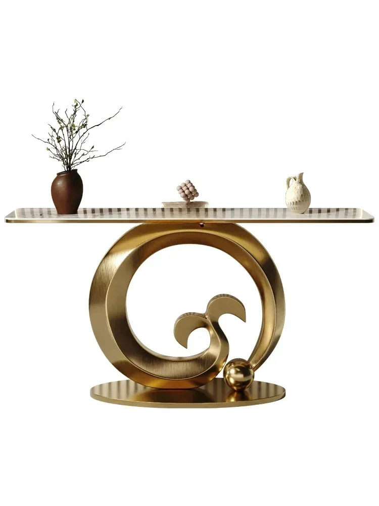 Light luxury art entrance table against the wall living room rock slab ultra-narrow partition end view table decorative cabinet