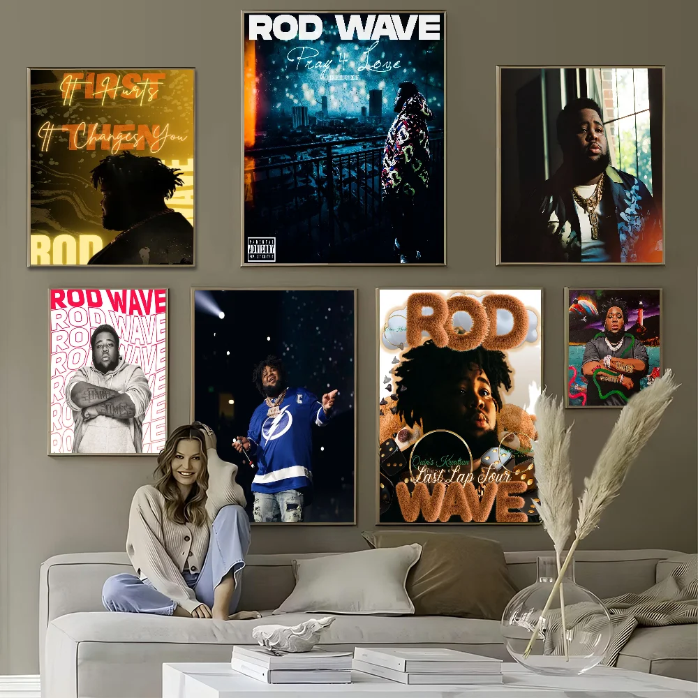 Rod Wave Singer Self-adhesive Art Poster Whitepaper Prints Posters Artwork Aesthetic Art Wall Painting