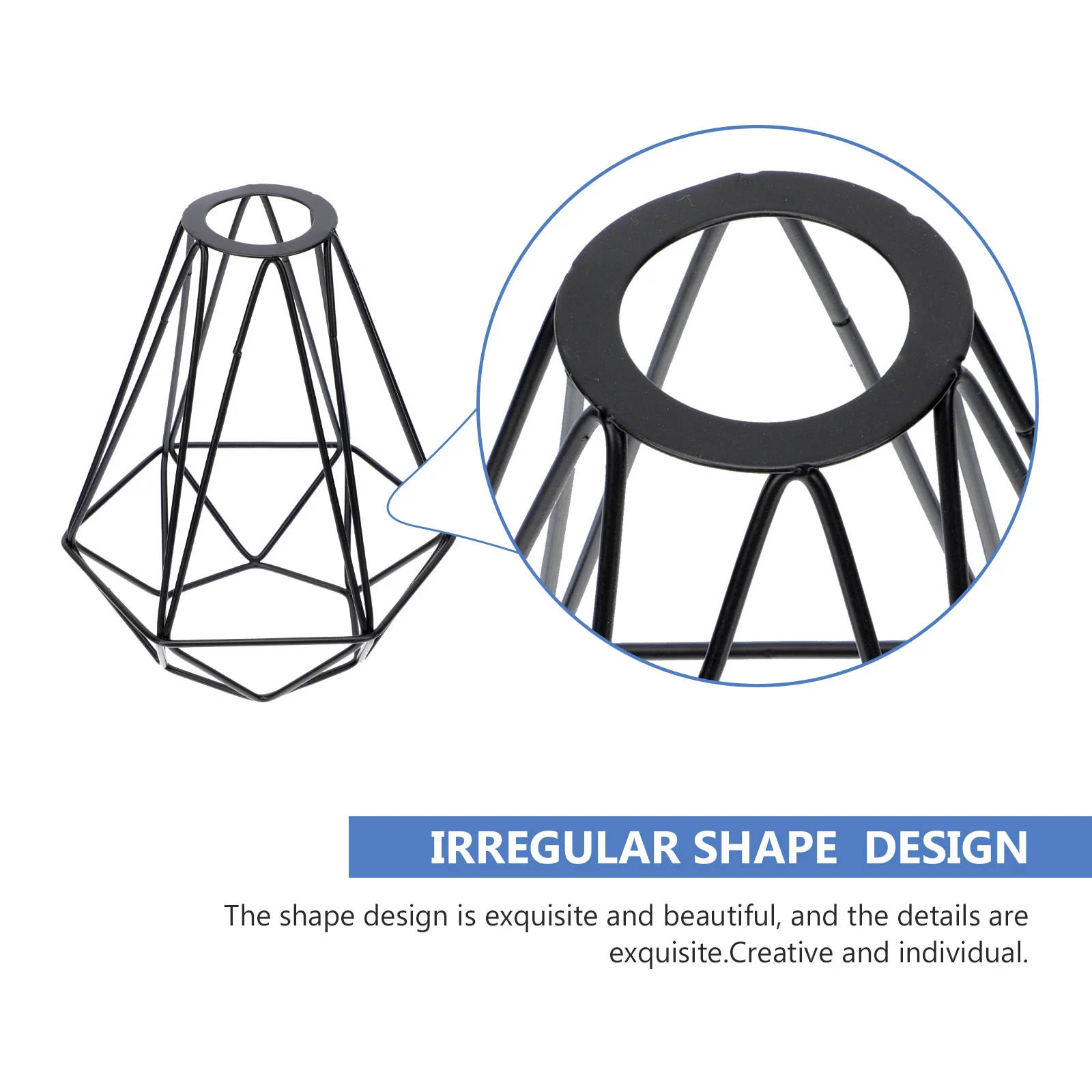 

1Pcs Creative Irregular Iron Lampshade Diamond Shape Holder Shell Decorative Lamp Cover Household Light Decoration