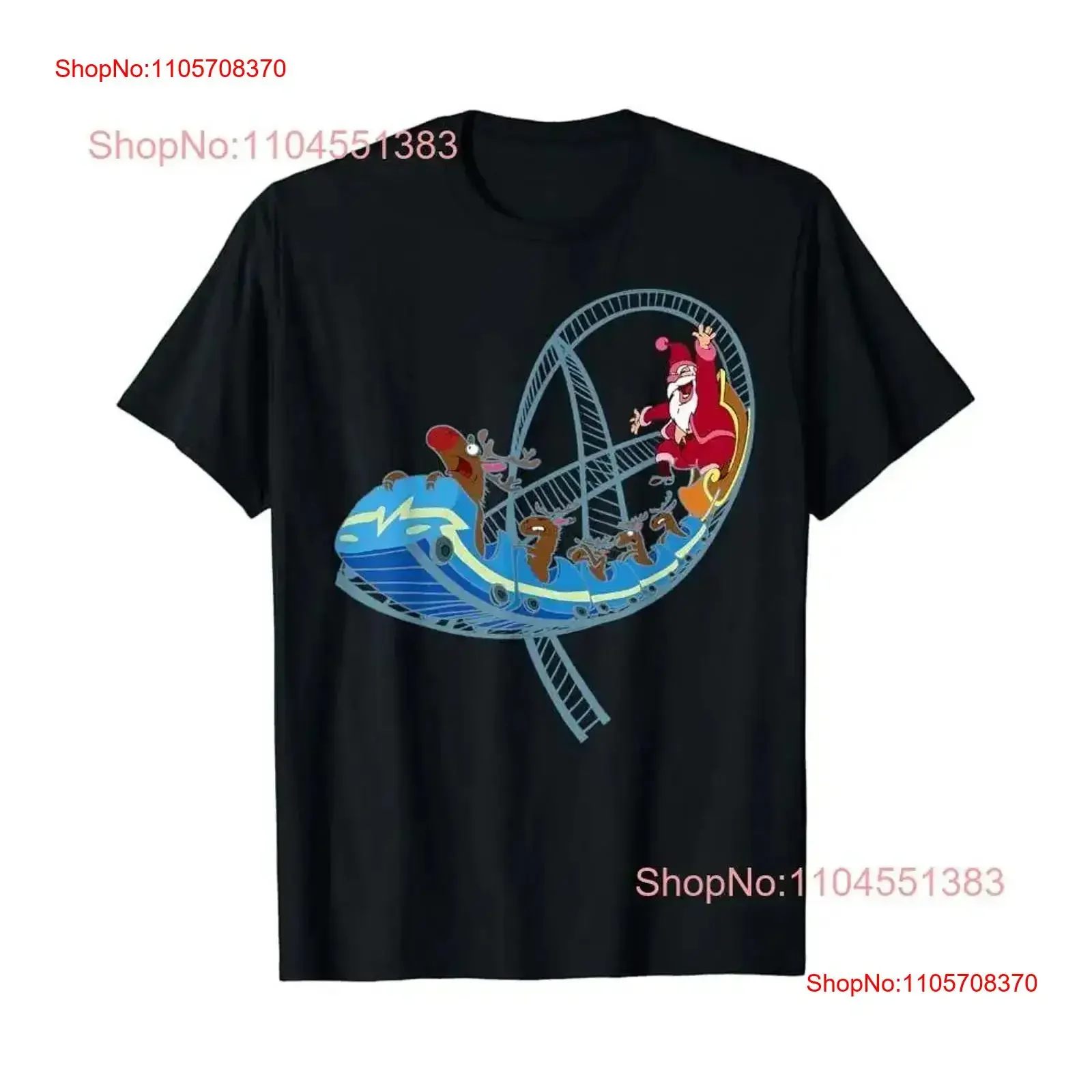 Christmas Roller Coaster Amusement Park Santa Claus T Shirt vintage Washed Stylish Versatile Soft graphic fashion streetwear