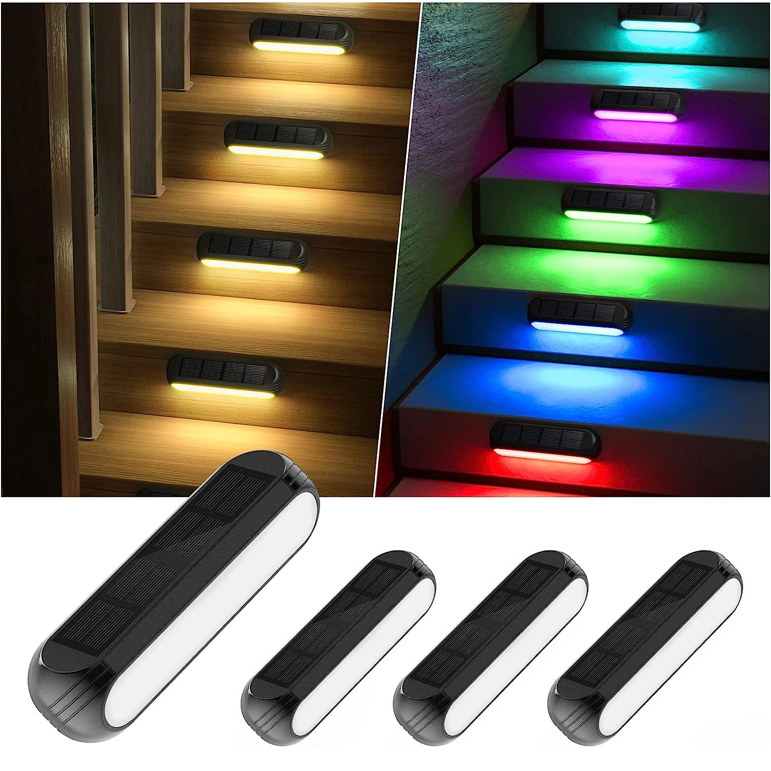 Op Zonne-Energie Aangedreven Led Rgb Decoratieve Verlichting Voor Buitentuin Tuin Balkon Terras Hek Decoratie Wandlamp Buiten Waterdicht