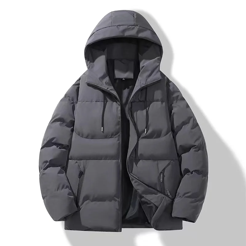 Autumn And Winter New Men's Cotton Jacket Fashionable Hooded Thick Warm Cotton Jacket Casual Versatile Top Waterproof Fabric