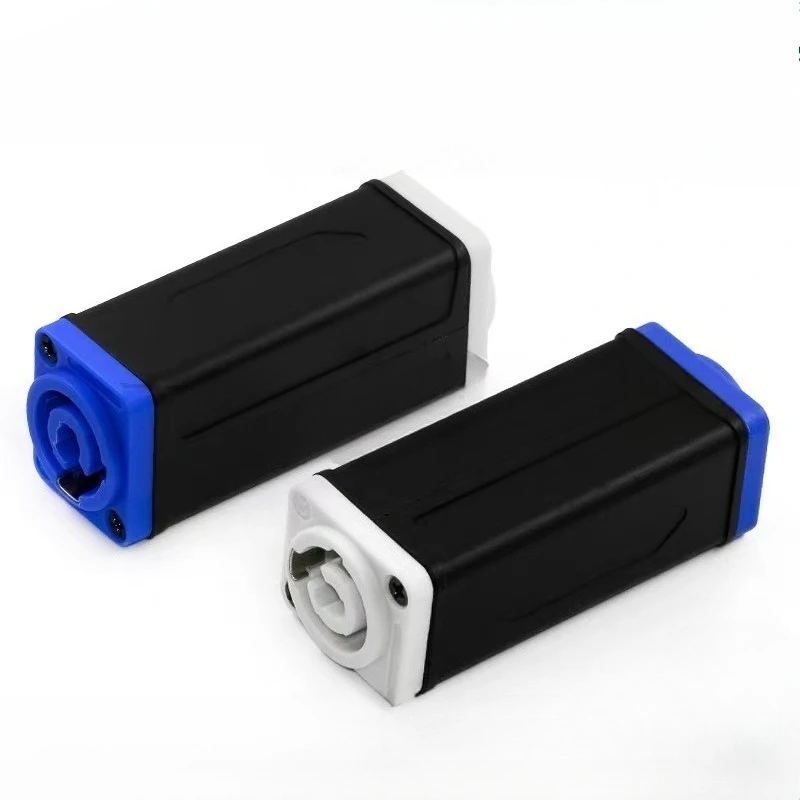 LED PowerCon AC Coupler Adapter, Extender Connector, High Quality, Speakon Panel Mount, Straight Adapter, Blue, White, 1Pc