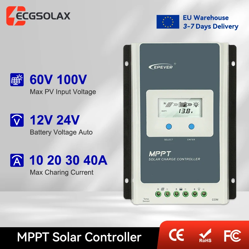 Controlador De Carga Solar Mppt Epever 40A 30A 20A 10A, Regulador De Panel Solar De 12V 24V Con Pantalla Lcd, Serie An-G3 — -50%, 42.71€ Coupon, from 42.71€ – 50% descuento – €42.71