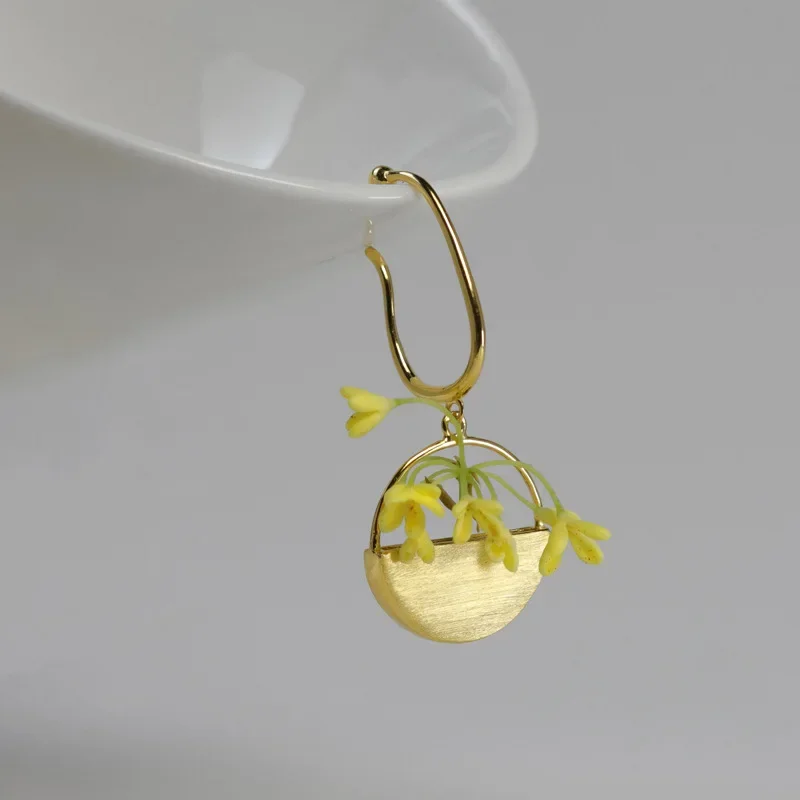 أقراط من الفضة الإسترليني نصف دائرية على شكل زهرة قابلة للترتيب على شكل سفينة زهور #3