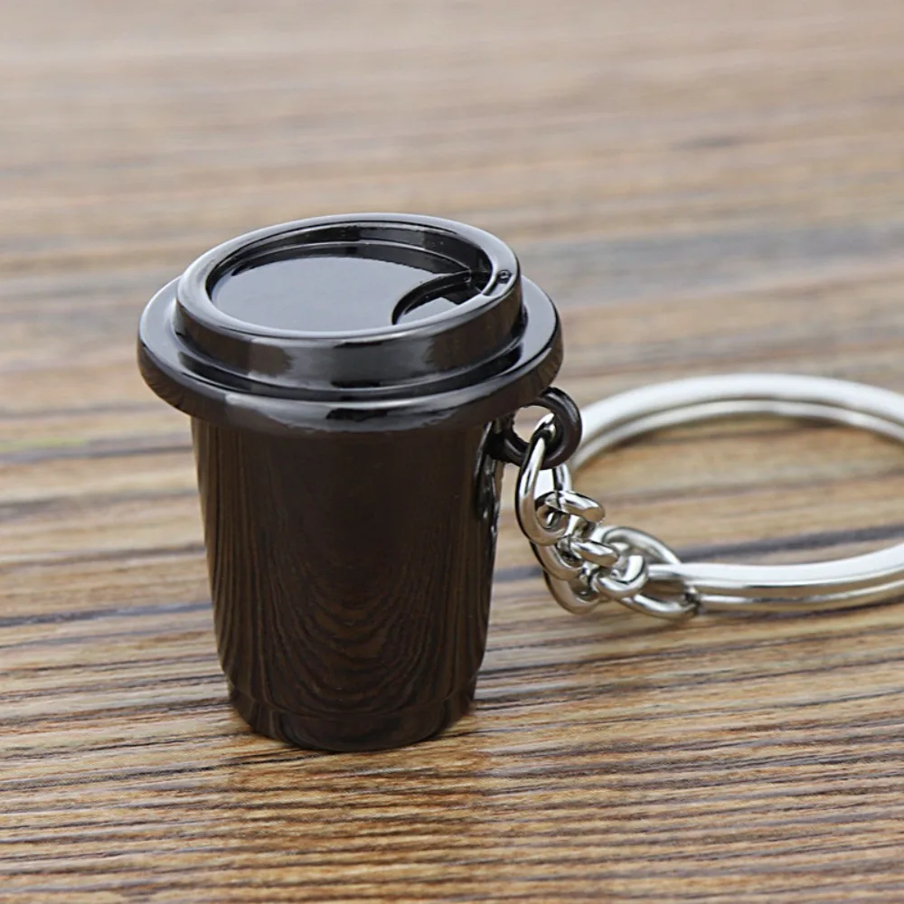 Metal 3D Creative Coffee Keychain Pitcher Mini Coffee Handle Keyring Creative Accessories Moka Pitcher Keyring