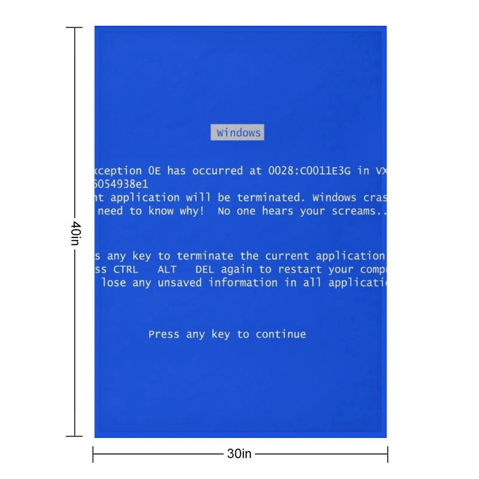 Schermo blu della morte Coperta da tiro Divano da spiaggia Coperte da picnic invernali calde