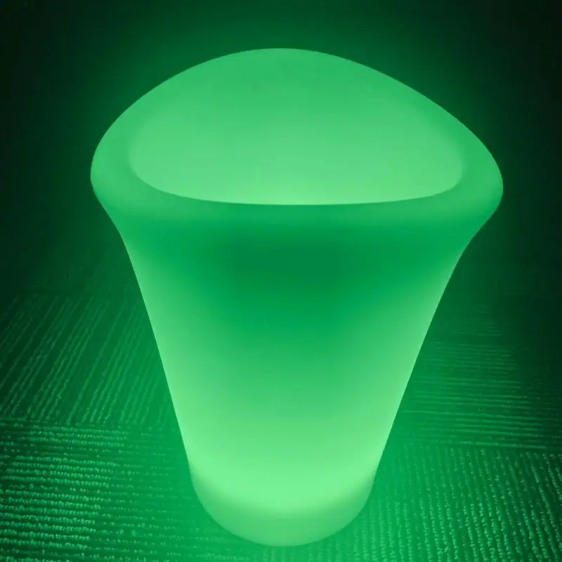 Waterproof Solar LED Plastic Green Ice Buckets & Beverage Tubs 5L Durable Sustainable Outdoor Indoor Home Decor Party