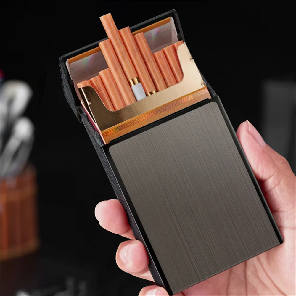 Long Cigarette Case Ultra Thin Flip Cover 20pcs Cigarettes For 100mm Storage Container Box Tobacco Case Smoking Tool Men\'s Gifts