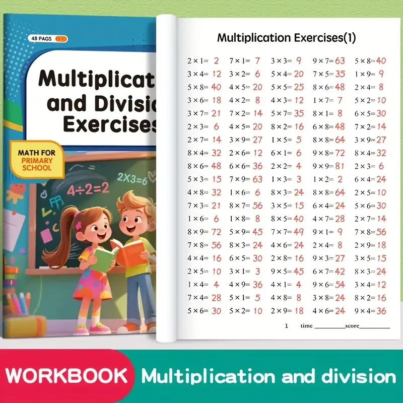 48 PagesMultiplication Division 99 Times Exercise Book Training in MathematicsCalculation Book for Children Aged 3-8