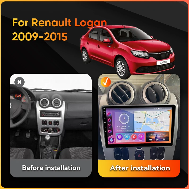 QSZN For Renault Logan 1 Sandero 2009-2015 Largus Dacia Duster Car Radio Multimedia Player Carplay Stereo Android 13 Navi GPS