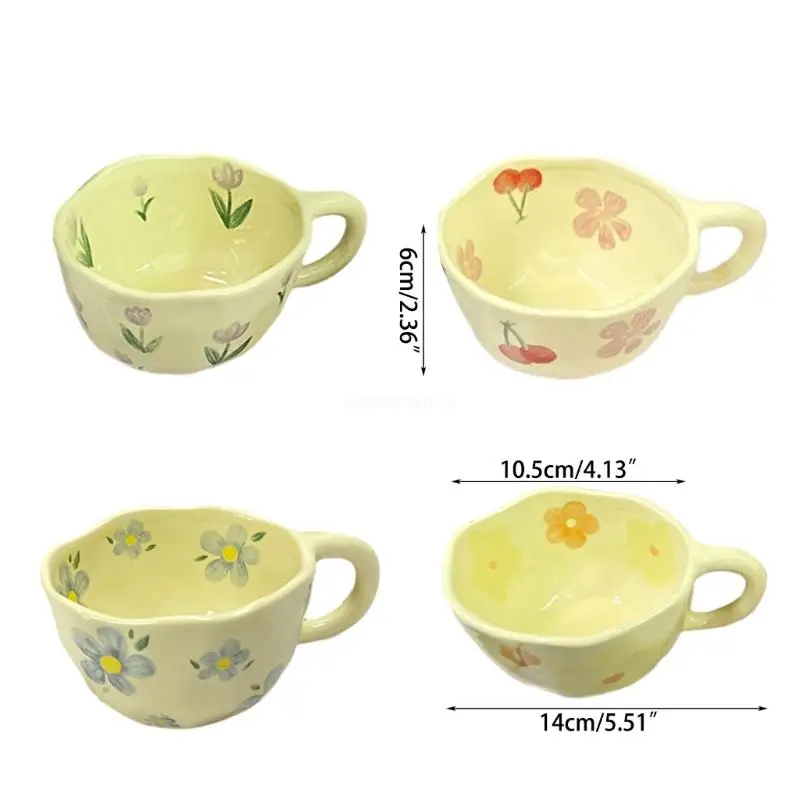 Exquisite Milk Tea Cup Handmade Mug Intricate Flower Pattern Breakfast Mug Ceramic Kitchen Supplies Ceramic Material Dropship