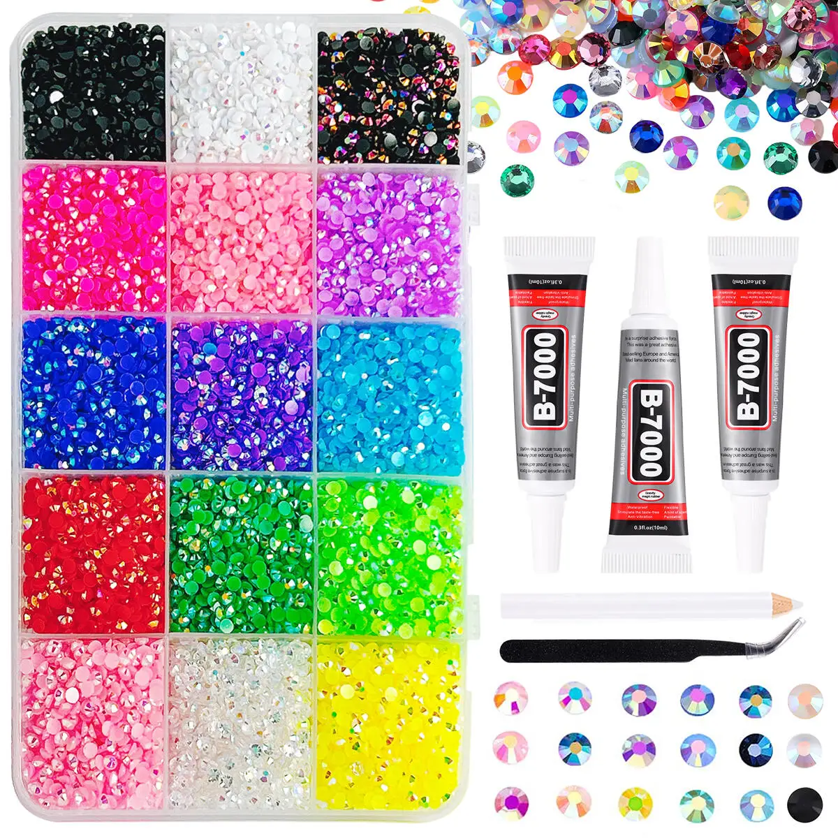 1Box Sparkling Solid Color Semi-circular Nail Rhinestones 3mm Mini Fatback Jelly Resin Diamond Nail Charms for DIY Nail Supplies