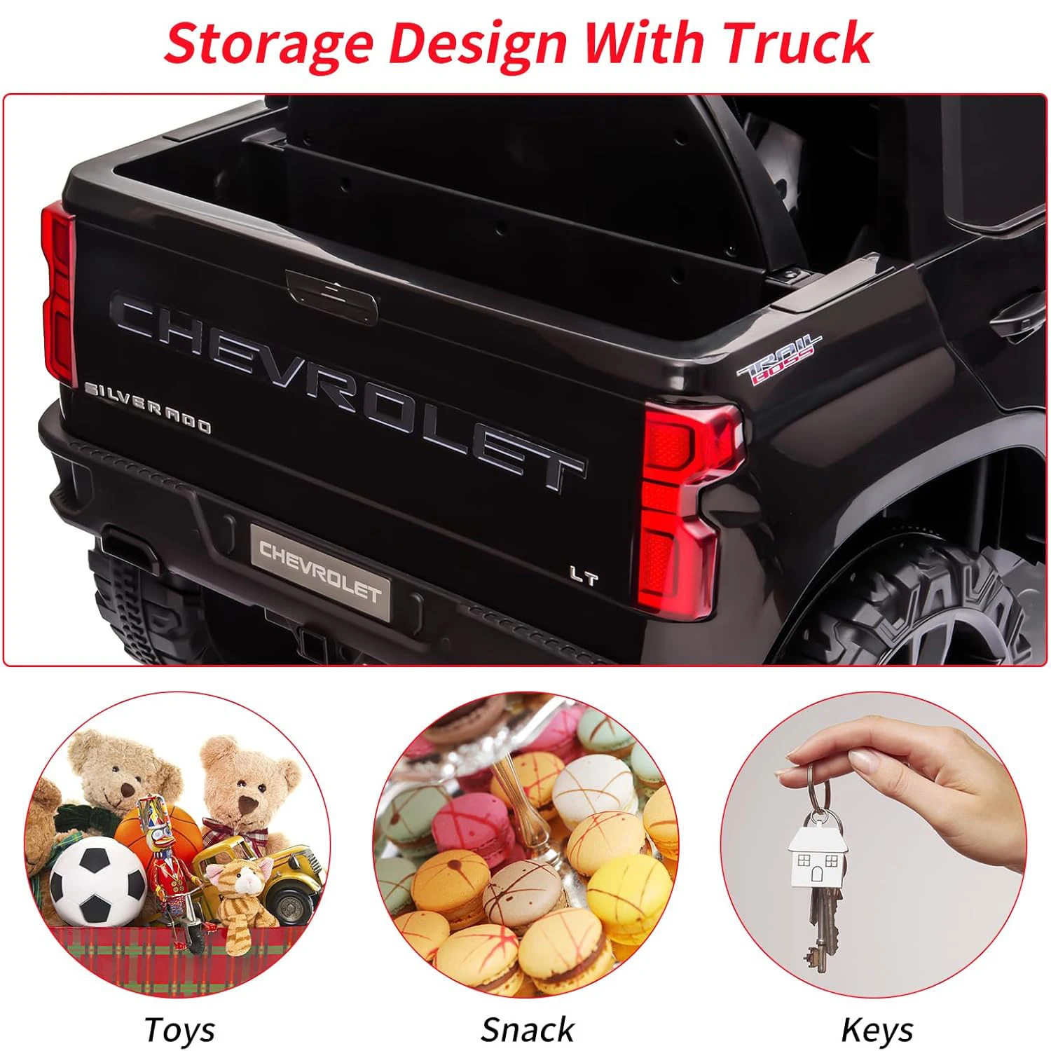 รถบรรทุกไฟฟ้า 12V สำหรับเด็ก ขับเคลื่อนด้วยแบตเตอรี่ พร้อมรีโมทคอนโทรลสำหรับผู้ปกครอง ลำโพงบลูทูธ ไฟ LED ของเล่นขี่สำหรับเด็กอายุ 3-8 ปี