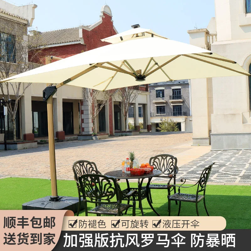 Outdoor Umbrella Garden  Hydraulic Umbrella Day And Night LED With Light Roman Homestay Villa Automatic
