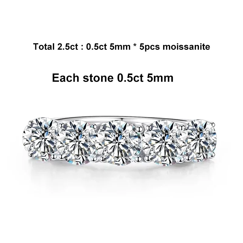 NeeTim 5mm 6,5mm Voll Moissanit Ring für Frauen S925 Sterling Silber Eternity Funkelnden Diamant Band Hochzeit Ringe schmuck GRA