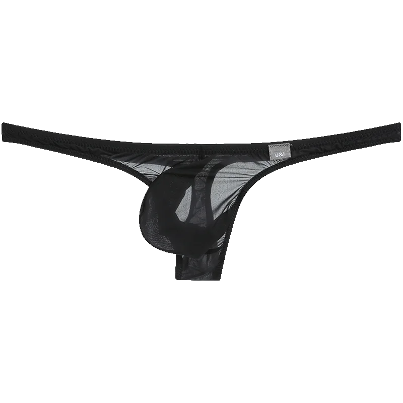 U&I sexy thong men\'s personality ultra-thin 50g transparent high elastic nylon tight low waist 3d pouch t briefs