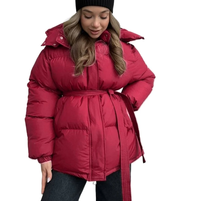 

European and American Fashion Cotton Clothes Winter Hooded Quilted Cotton Clothes High Sense Vintage Washed Zipper Parkas New