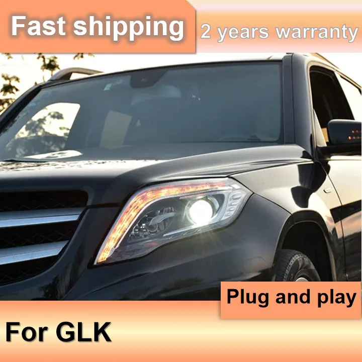 

Автомобильные аксессуары для фар Mercedes-Benz GLK350 2013-2015: передние фары GLK 200, 260, 300 с ДХО, поворотниками и дальним светом (проектор)