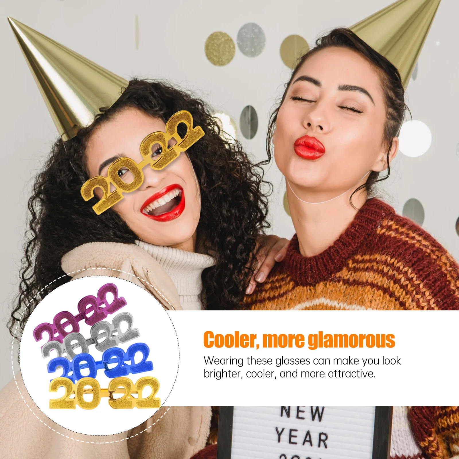 

4 Pcs Glasses Funny Party Ornament Accessory Eyeglasses Frames Supplies Phone Props New Year